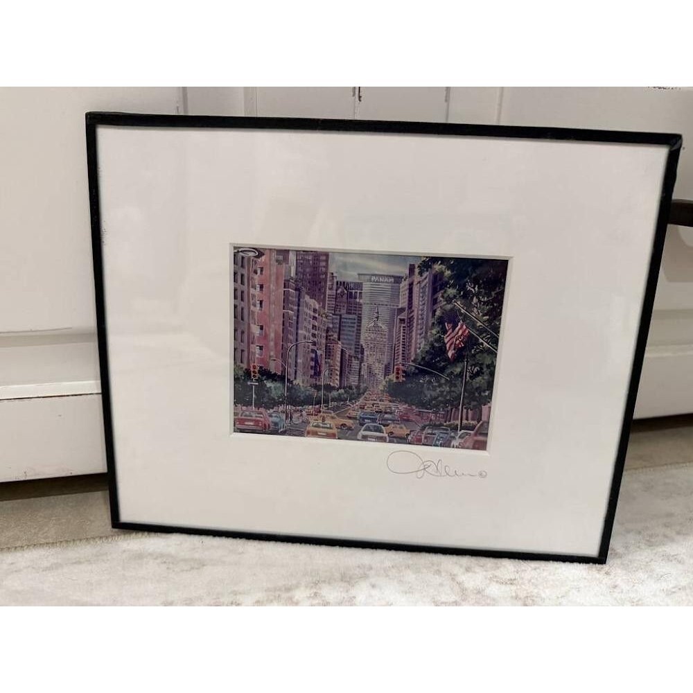 Michael J Leu Signed Framed Art Print New York Cityscape Pan Am Building NYC